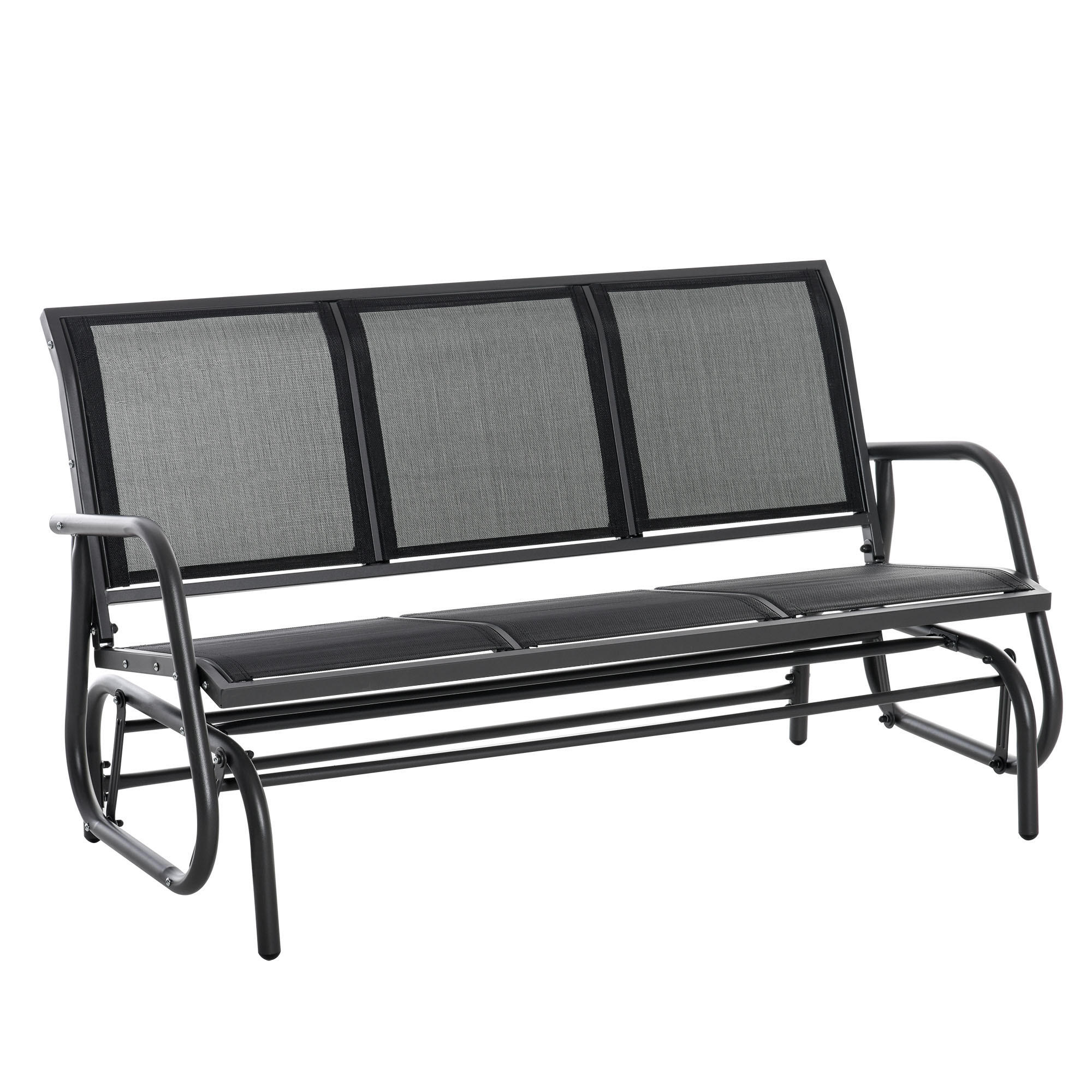 SCHAUKELSTUHL, 3-Sitzer Gartenbank, Metall, Dunkelgrau, 120 x 70 x 85 cm - Schwarz, Metall (75/85/147cm) - Outsunny