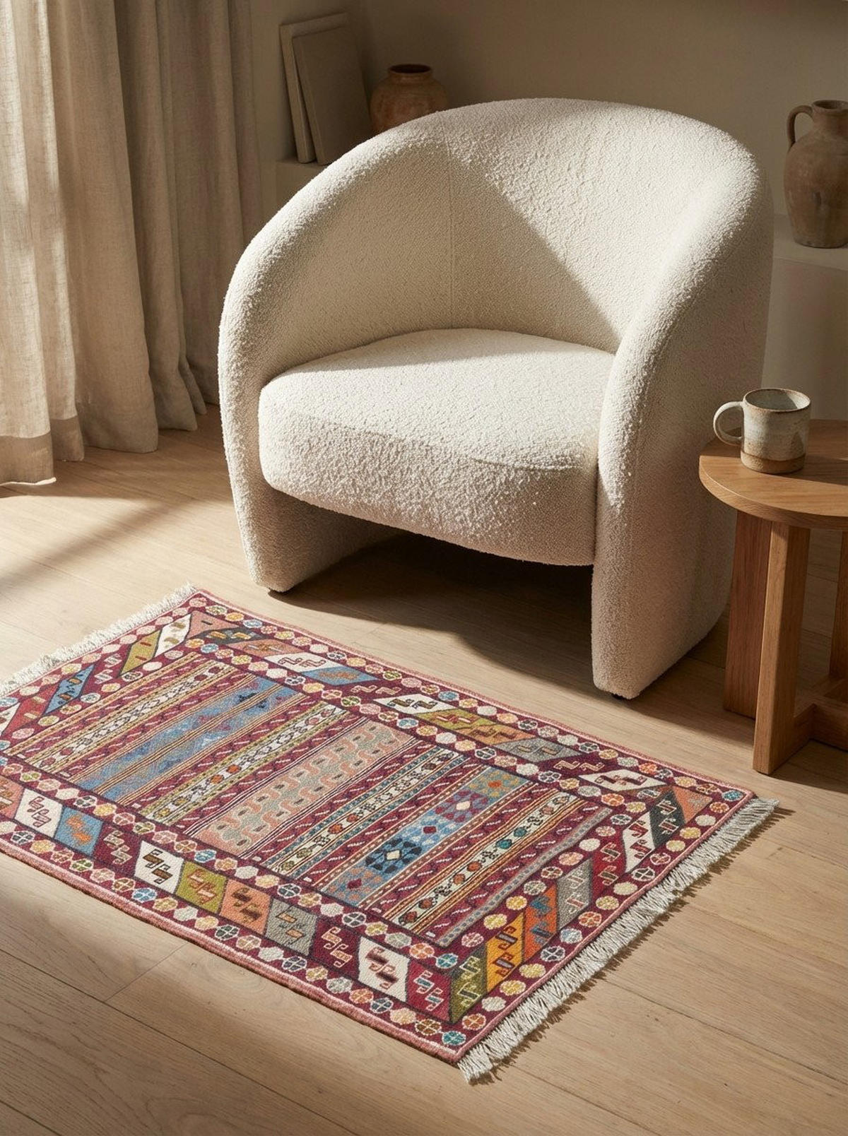 HANDWEBTEPPICH Sumak Shahsavan Mehrfarbig 97/69 cm Schurwolle - Multicolor, Textil (69/97cm) - Looma