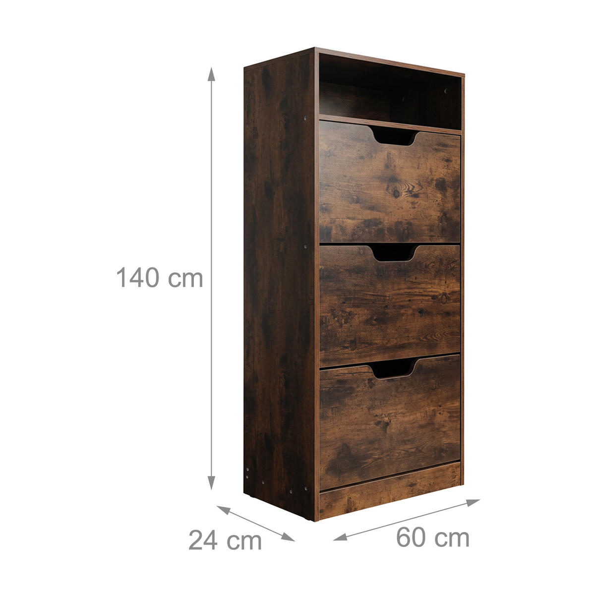 SCHUHSCHRANK - Braun, Holzwerkstoff/Kunststoff (60/140/24cm) - Relaxdays