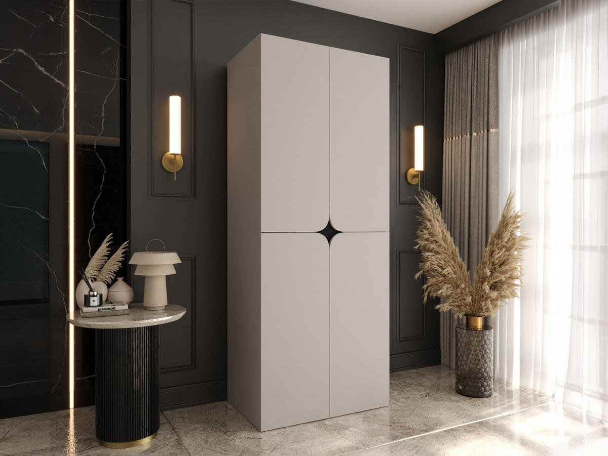 DREHTÜRENSCHRANK Espresso 90 cm - Kaschmir/Schwarz, Holzwerkstoff/Kunststoff (90/203/50cm) - MIRJAN24