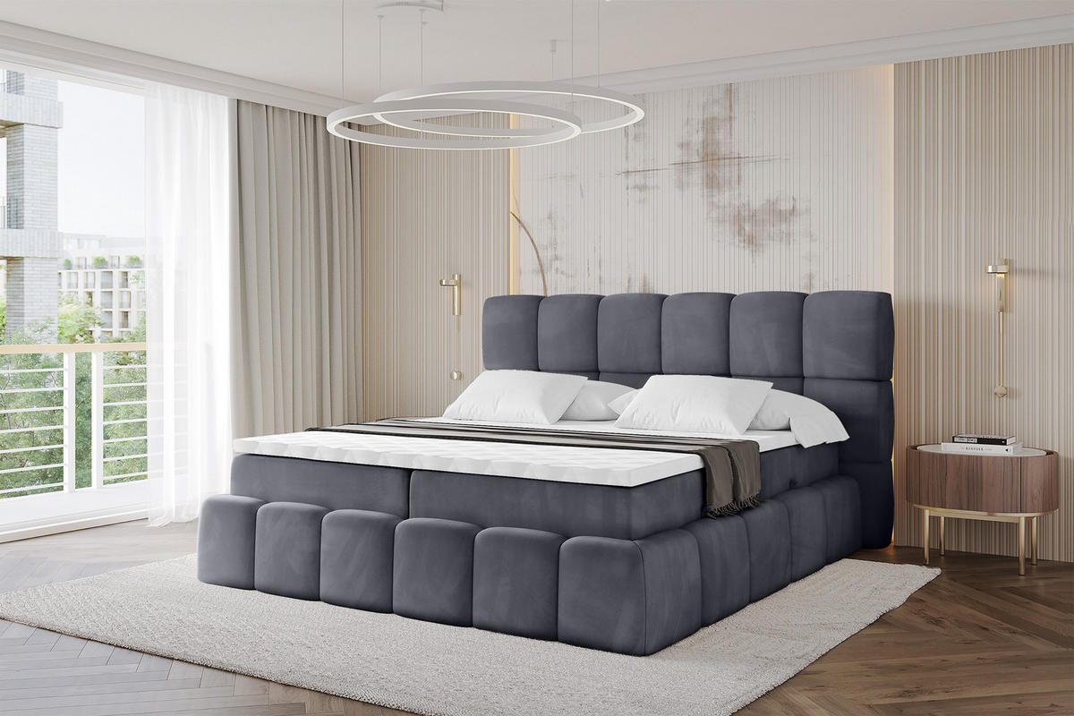 BOXBETT - AURI-H3 - 180x200 Dunkelgrau Casablanca - Dunkelgrau, Holzwerkstoff (180/200cm) - ALTDECOR