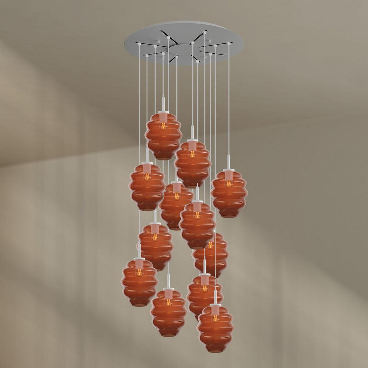GALERIELEUCHTE Echos 12-flammig Mehrfarbig Ø 25cm - Multicolor/Weiß, Glas (25/25/28cm) - s.luce