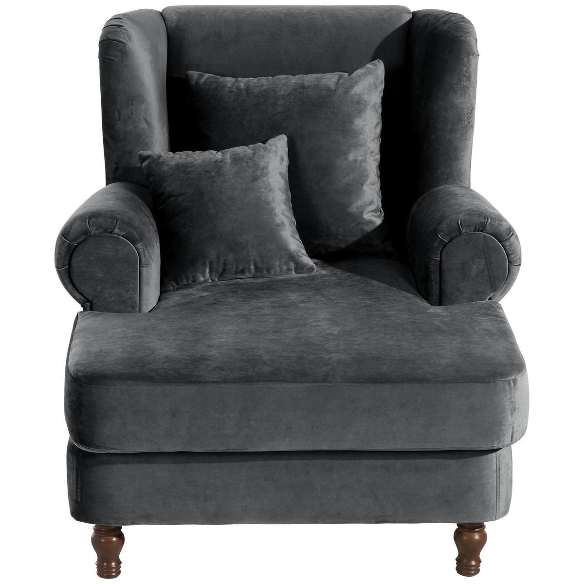 SESSEL XXL inkl. Kissen Karley Samtvelours graphit - Graphitfarben, Kunststoff (103/103/149cm) - 58aufmkessel