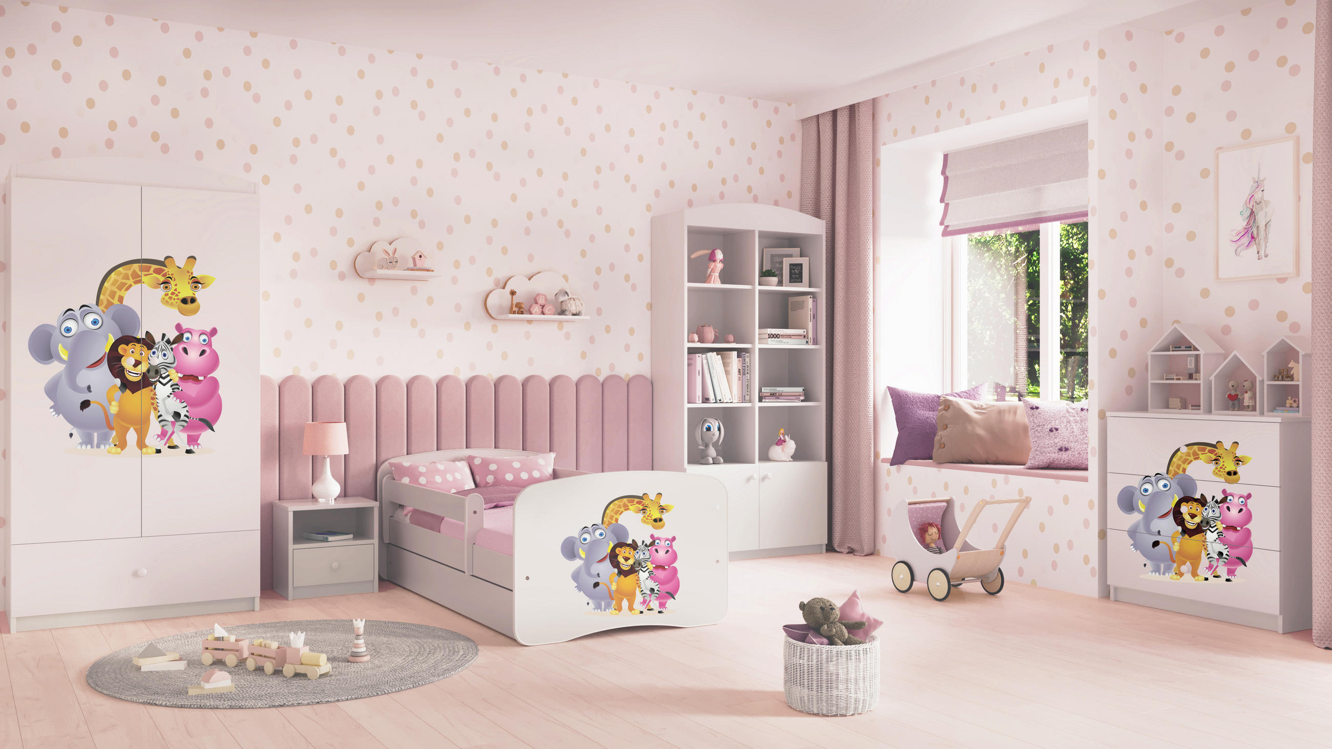 KINDERKLEIDERSCHRANK ZOO - Weiß, Holzwerkstoff (90/175/52cm) - RAUMHIRSCH FURNITURE