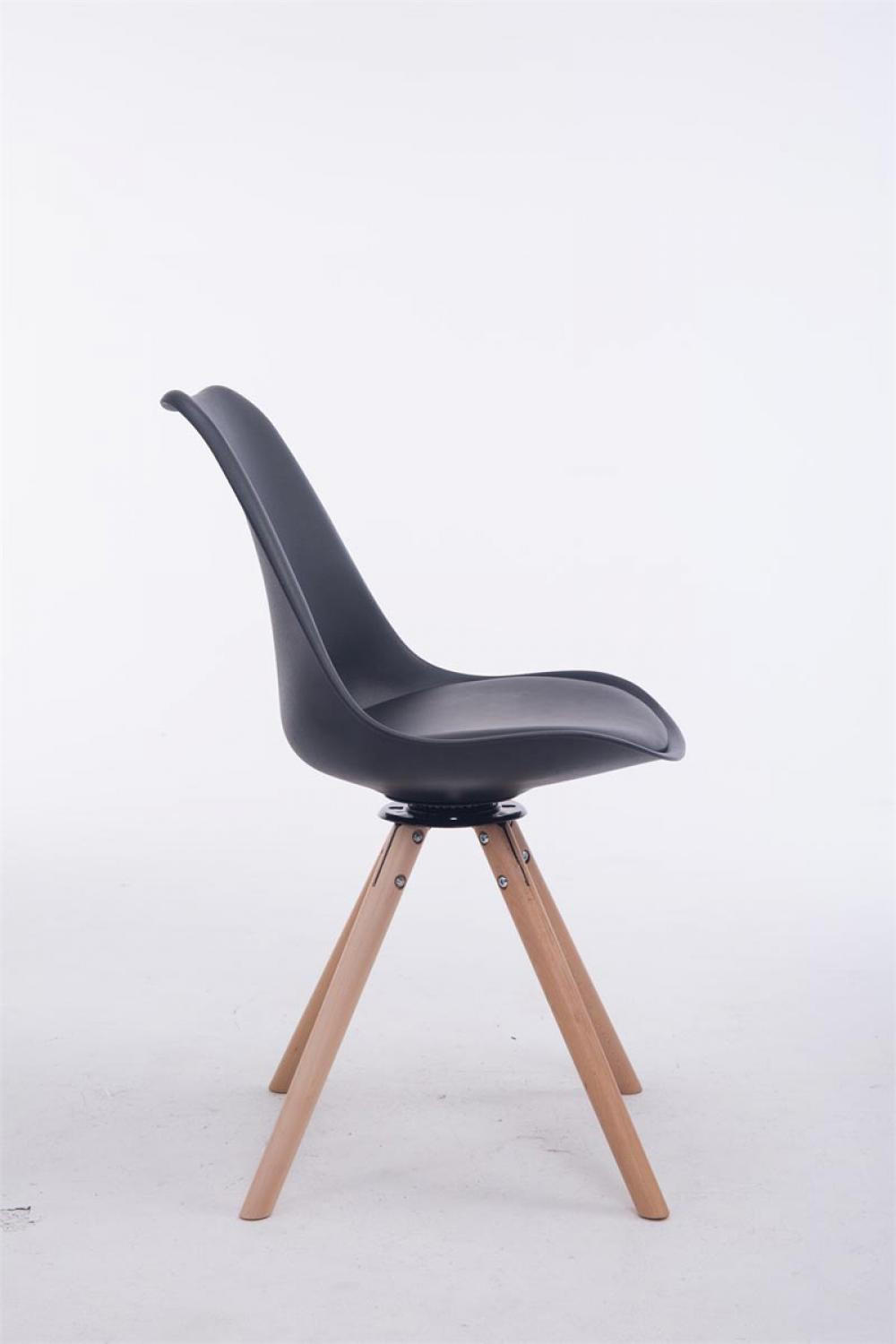 STUHL Lederlook schwarz - Eukalyptusholzfarben/Schwarz, Holz/Textil (48/84/56cm) - CLP