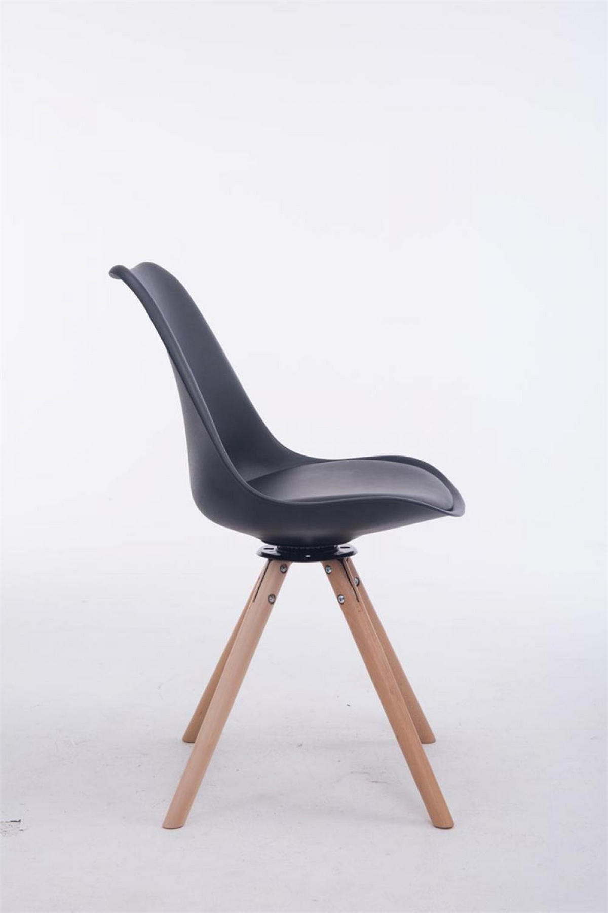 STUHL Lederlook schwarz - Eukalyptusholzfarben/Schwarz, Holz/Textil (48/84/56cm) - CLP