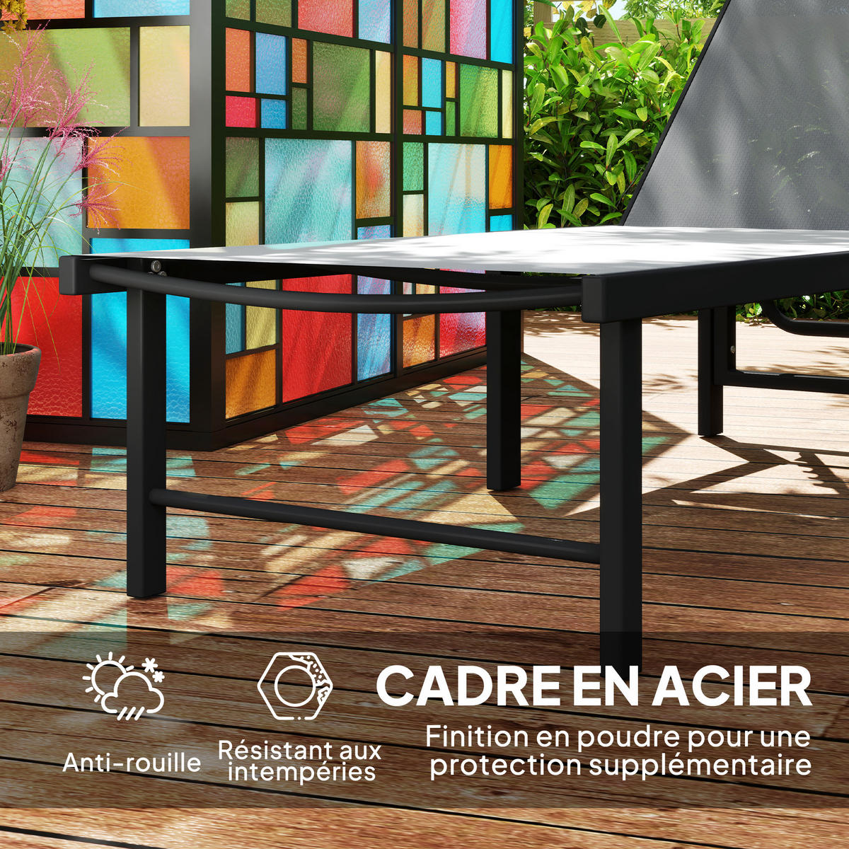 SONNENLIEGE DE-15681 5-fach verstellbar, Textilene-Bezug Grau - Grau, Metall (60/84/166cm) - ComfortXL