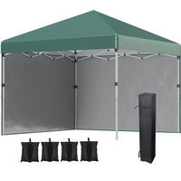 PAVILLON 297/297/288 cm höhenverstellbar, faltbar mit 2 Seitenwänden und UV30+ Schutz, Polyester, Grün - Grün, Kunststoff (297/288/297cm) - Redom