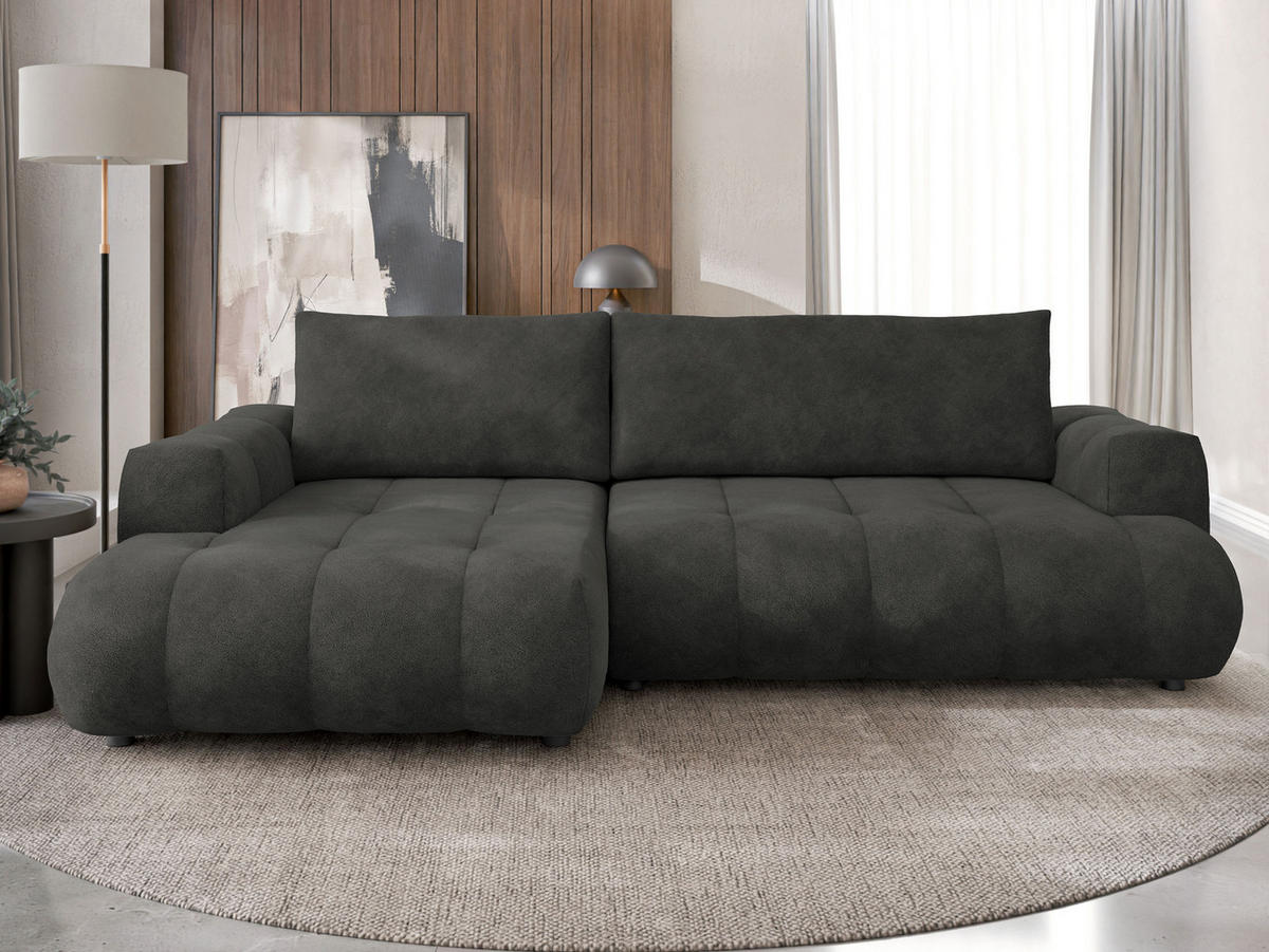 ECKSOFA Haiti, Seite: Links LC+2R - Anthrazit/Schwarz, Holz/Textil (276/156cm) - MIRJAN24