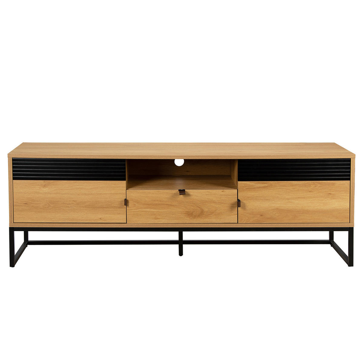 TV-LOWBOARD - Eichefarben/Schwarz, Holzwerkstoff/Kunststoff (160/55/40cm) - home24