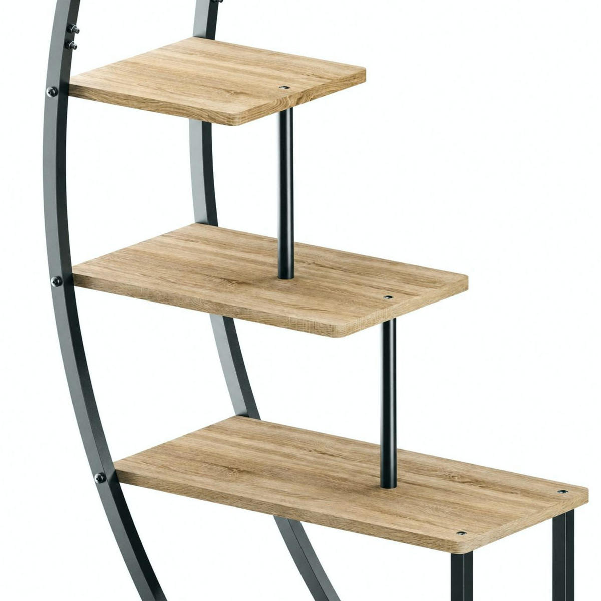 PFLANZENREGAL Indoor Blumenregal 170 cm Hoch Metall Schwarz Halbrund 96699 Blumentreppe - Schwarz, Metall (95/170/30cm) - DanDiBo