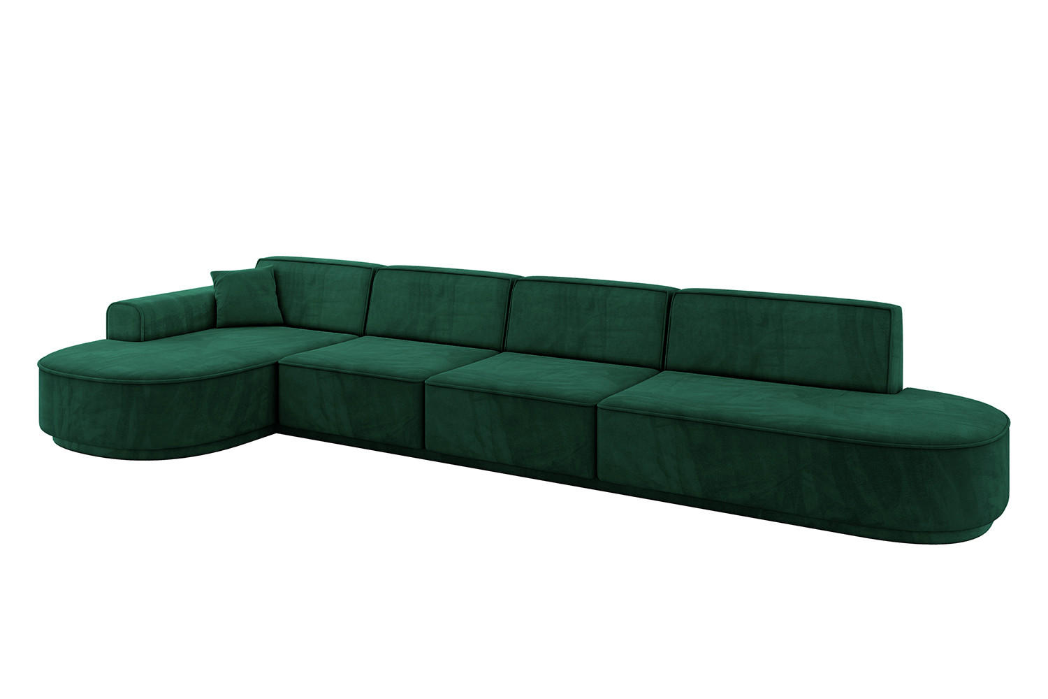 ECKSOFA Ottomane Links MARI-L3-v3 - 413x171x83 cm Grün Velours - Schwarz/Grün, Holzwerkstoff/Kunststoff (413/171cm) - ALTDECOR