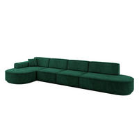 ECKSOFA Ottomane Links MARI-L3-v3 - 413x171x83 cm Grün Velours - Schwarz/Grün, Holzwerkstoff/Kunststoff (413/171cm) - ALTDECOR