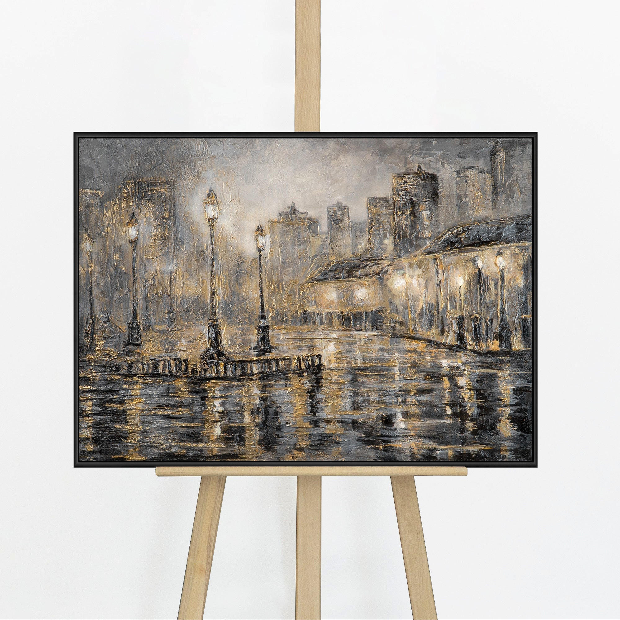 GEMÄLDE Regenlaternen Schattenfugenrahmen Schwarz 70x50 cm - Schwarz, Holz (70/50cm) - YS-art gallery
