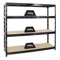 SCHWERLASTREGAL Rhino 180x200x60 cm 4 Spanplatten-Ebenen 16mm Fachlast 500 kg Schwarz - Schwarz, Metall (200/180/60cm) - PROREGAL