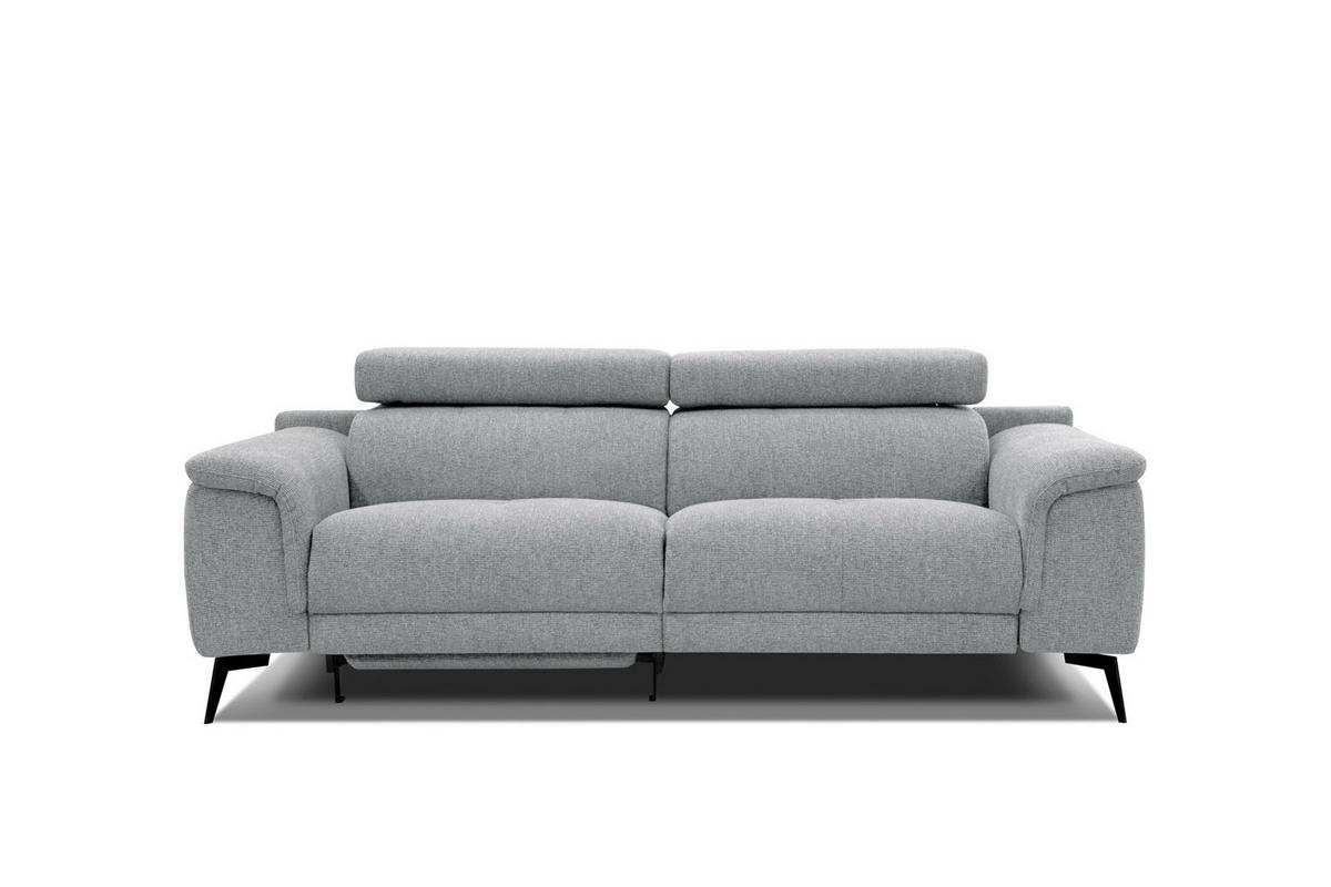 RELAXSOFA FIERO 3-Sitzer mit 1 Relaxfunktion, silberfarben - Silberfarben/Schwarz, Holzwerkstoff/Textil (212/82/103cm) - Courtois Laville