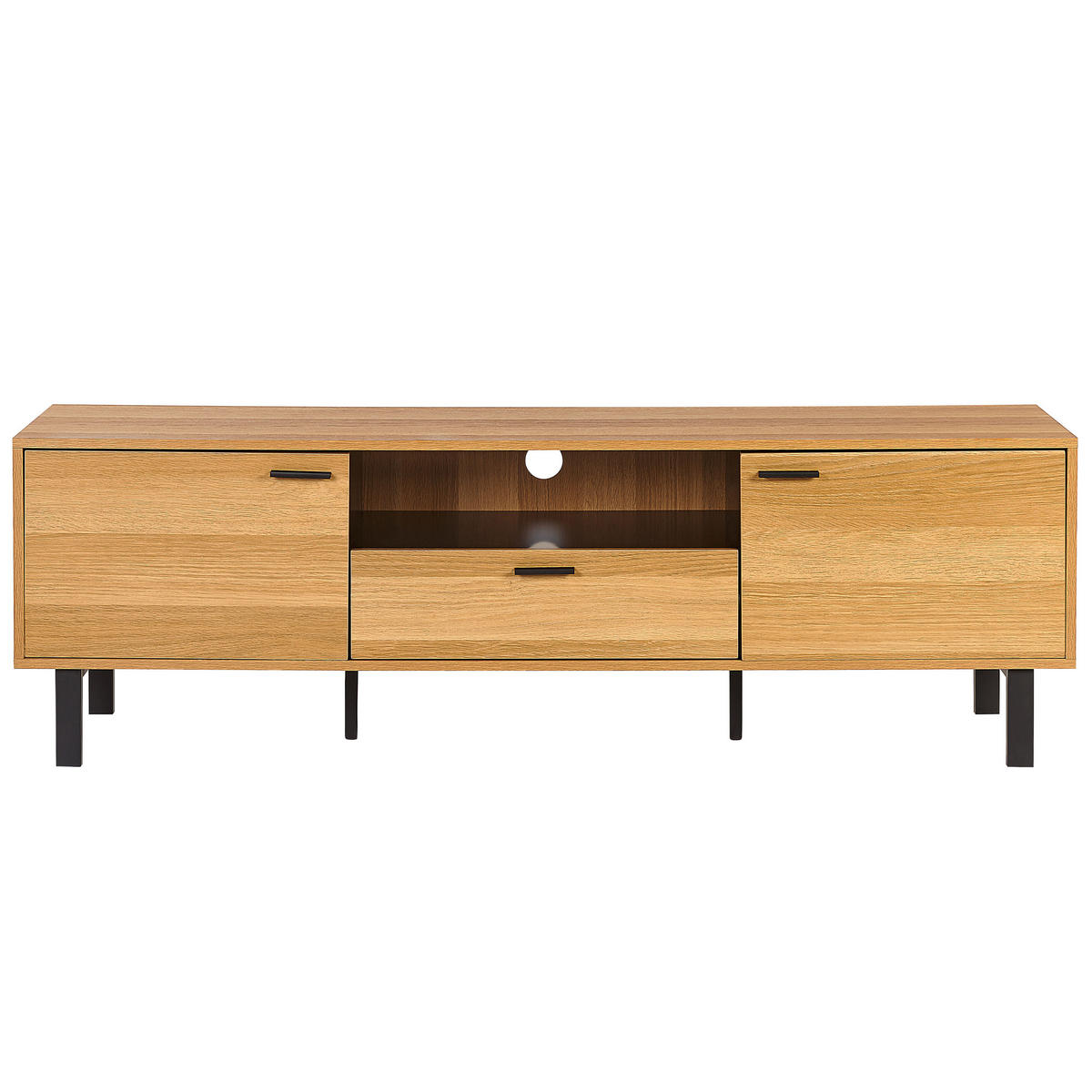 TV-MÖBEL Hellbraun, Schwarz CLAREMONT 40/160/51 cm - Hellbraun, Holzwerkstoff (160/51/40cm) - Beliani