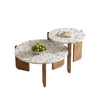 COUCHTISCH 2er-Set 70/70/35 cm und 50/50/45,5 cm in Natur mit einzigartigem Design - Weiß, Holzwerkstoff (70/70/35cm) - OKWISH