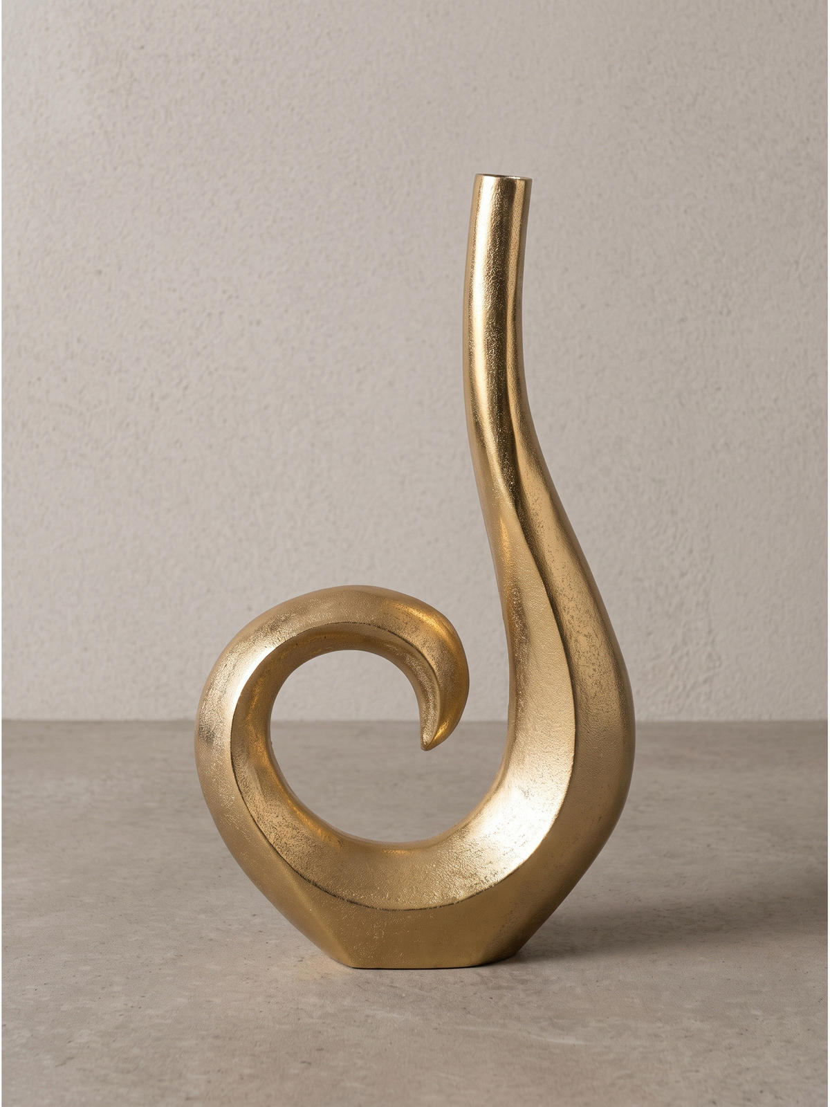 METALLVASE BAVENO, Aluminium, handgefertigt, Gold, 26 x 8 x 47 cm - Goldfarben, Metall (47cm) - KADIMA DESIGN