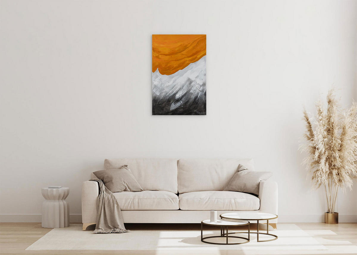 ACRYLBILD HANDGEMALT 60/90 cm - Orange/Grau, Holz/Textil (60/90cm) - KUNSTLOFT
