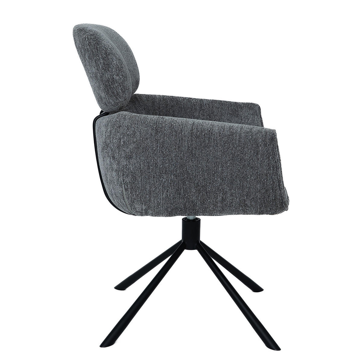 ARMLEHNENSTUHL - Schwarz - Grau - Strukturstoff - Eisen - 60 x 90 x 65 cm - Schwarz/Grau, Textil/Metall (60/90/65cm) - home24
