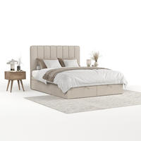 POLSTERBETT Vienna mit Stauraum 180/200 cm Hellbeige im Megan Stoff - Beige/Schwarz, Holz/Holzwerkstoff (180/200cm) - AltaBeds