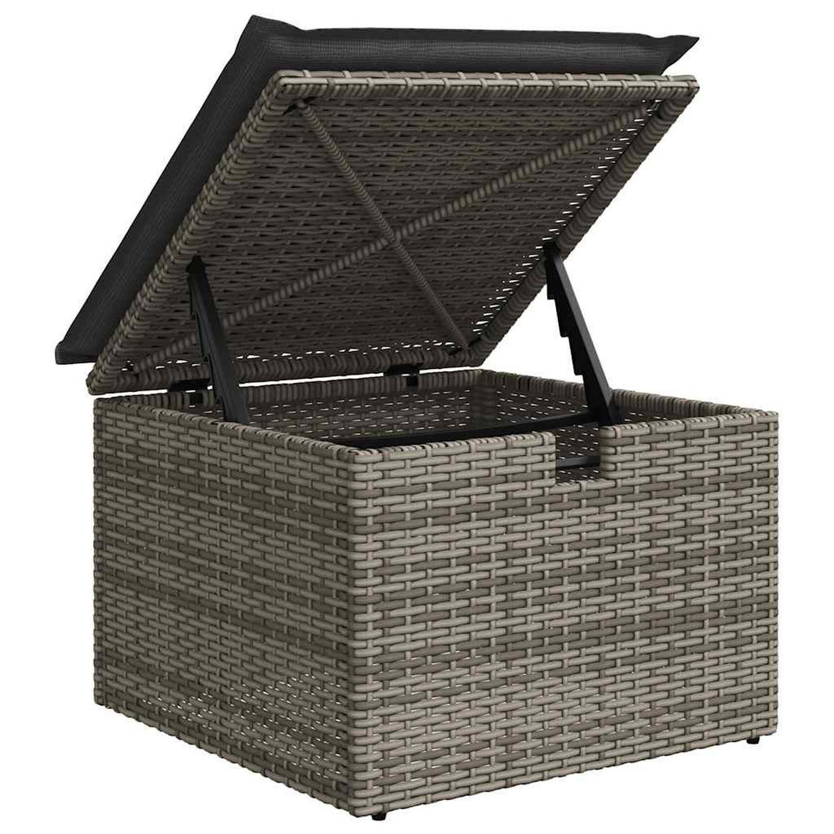 GARTEN-SOFAGARNITUR 4-TLG. Mit Kissen Grau Poly Rattan - Grau, Kunststoff - vidaXL