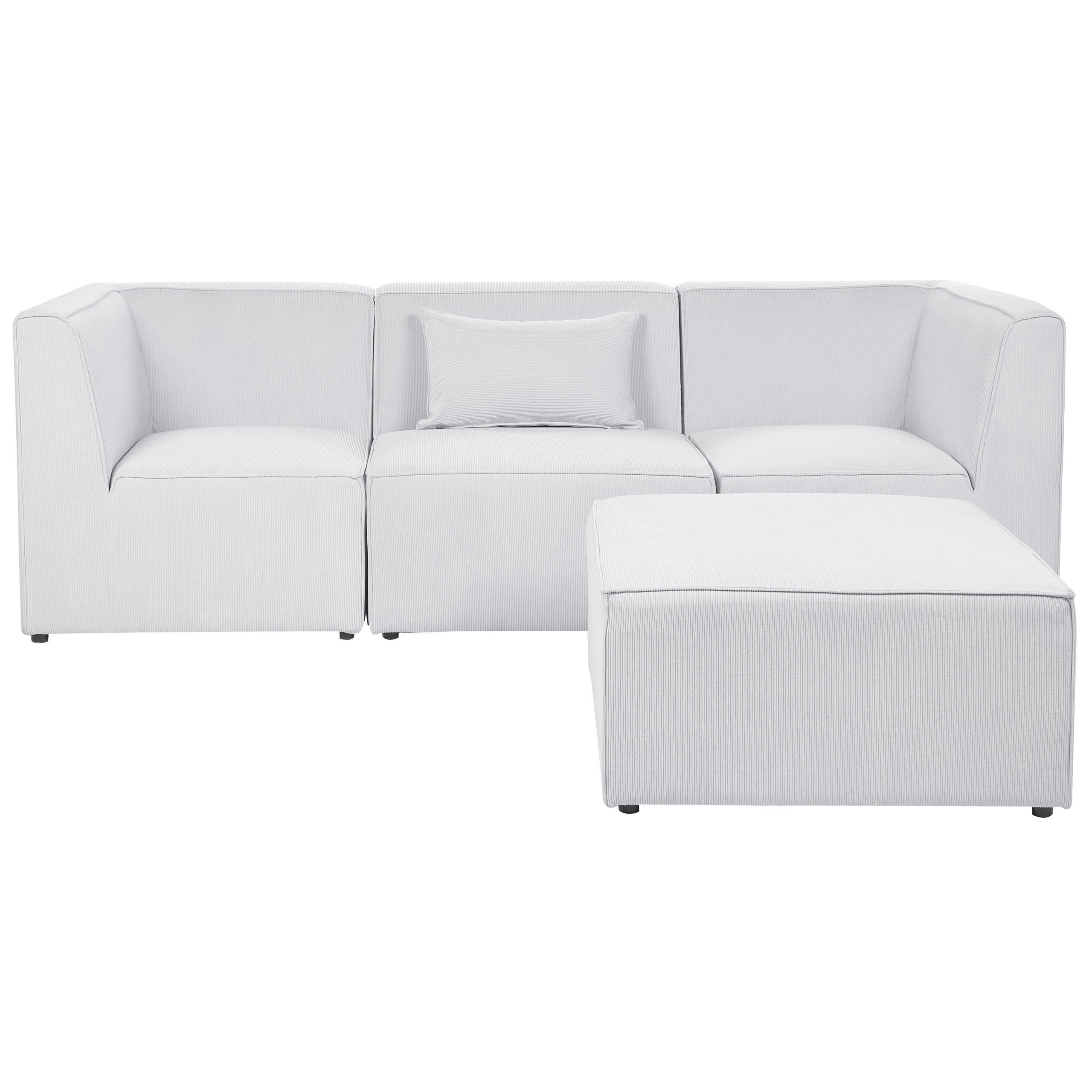 3-SITZER-SOFA Cord cremeweiß mit Ottomane Lemvig - Weiß, Textil (250/78/83cm) - Beliani