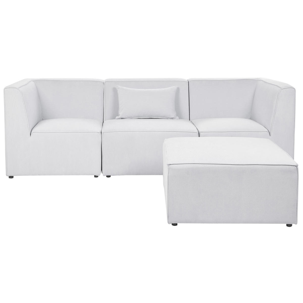 3-SITZER-SOFA Cord cremeweiß mit Ottomane Lemvig - Weiß, Textil (250/78/83cm) - Beliani