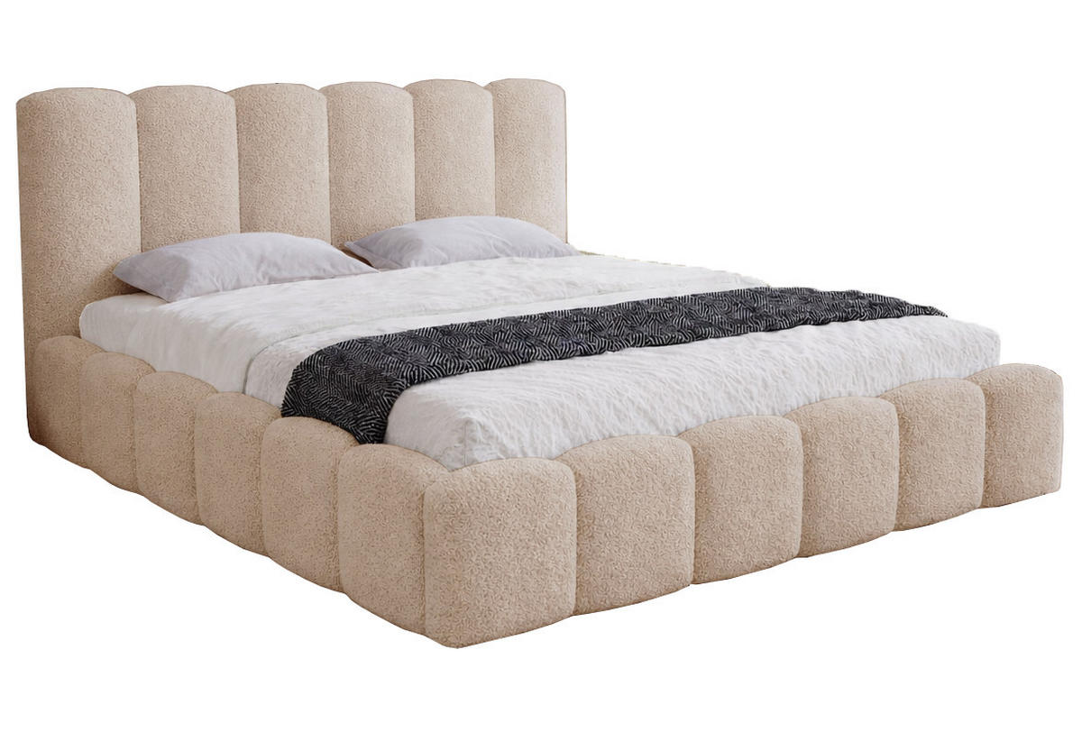 DOPPELBETT 180x200 Florent, Bettkasten, Boucle, Beige - Beige, Holz/Textil (180/200cm) - Emporius