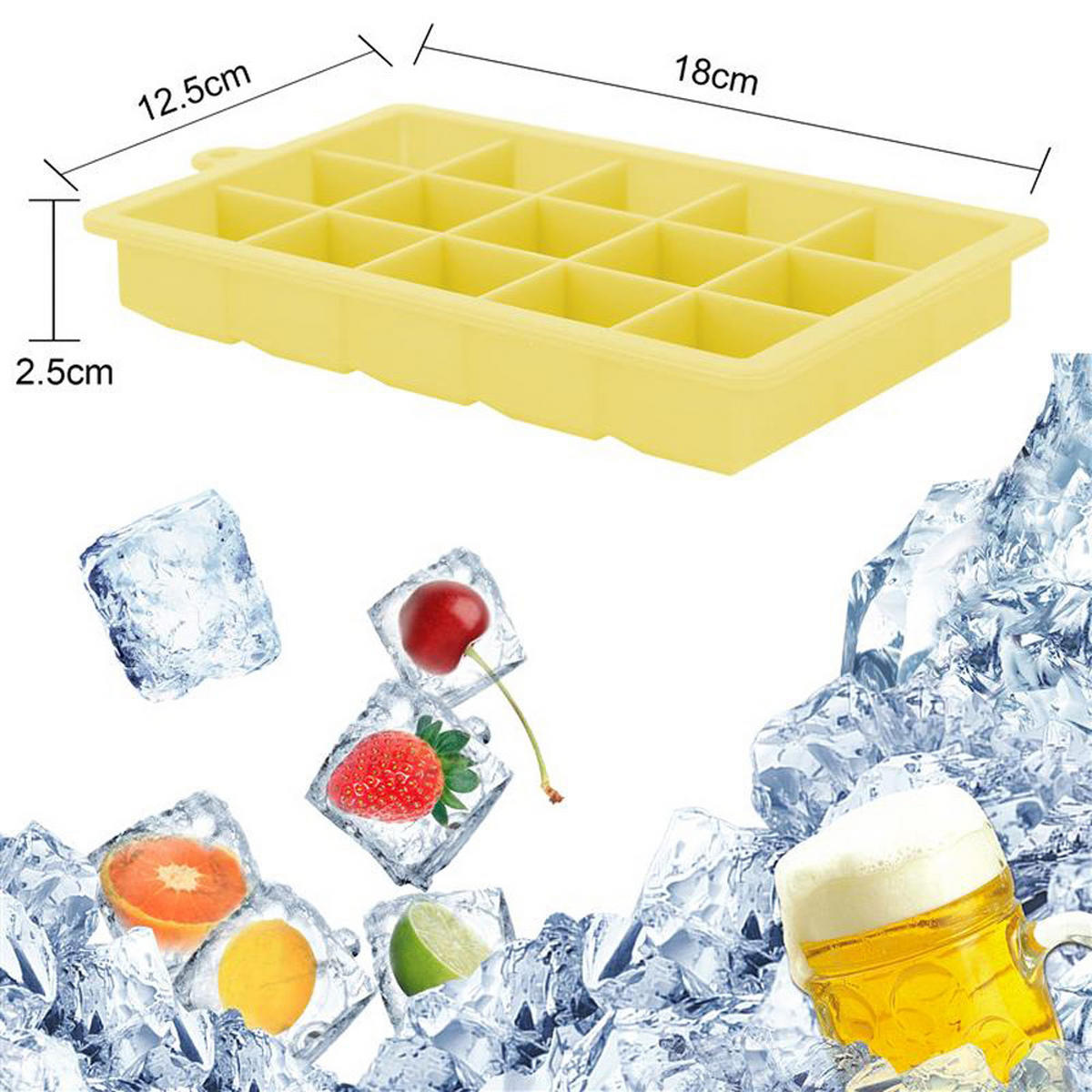 EISWÜRFELFORM 2er Set - Gelb, Kunststoff (13/2.5/18cm) - Intirilife