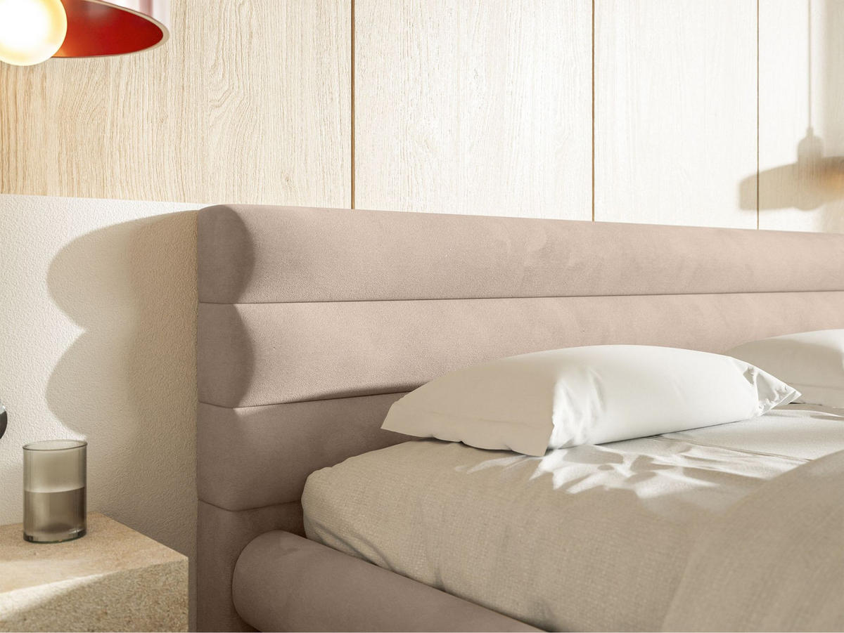 POLSTERBETT Alegre Beige Samt 180x200 cm - Beige/Schwarz, Holz/Textil (180/200cm) - Selsey