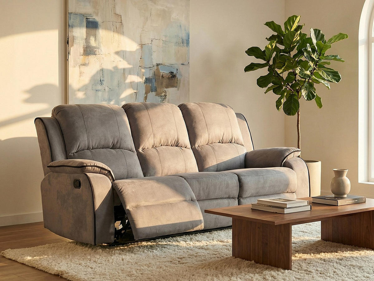 RELAXSOFA - 3 Personen - stoff - grau Hernani - Grau, Textil (210/99/96cm) - Vente-Unique