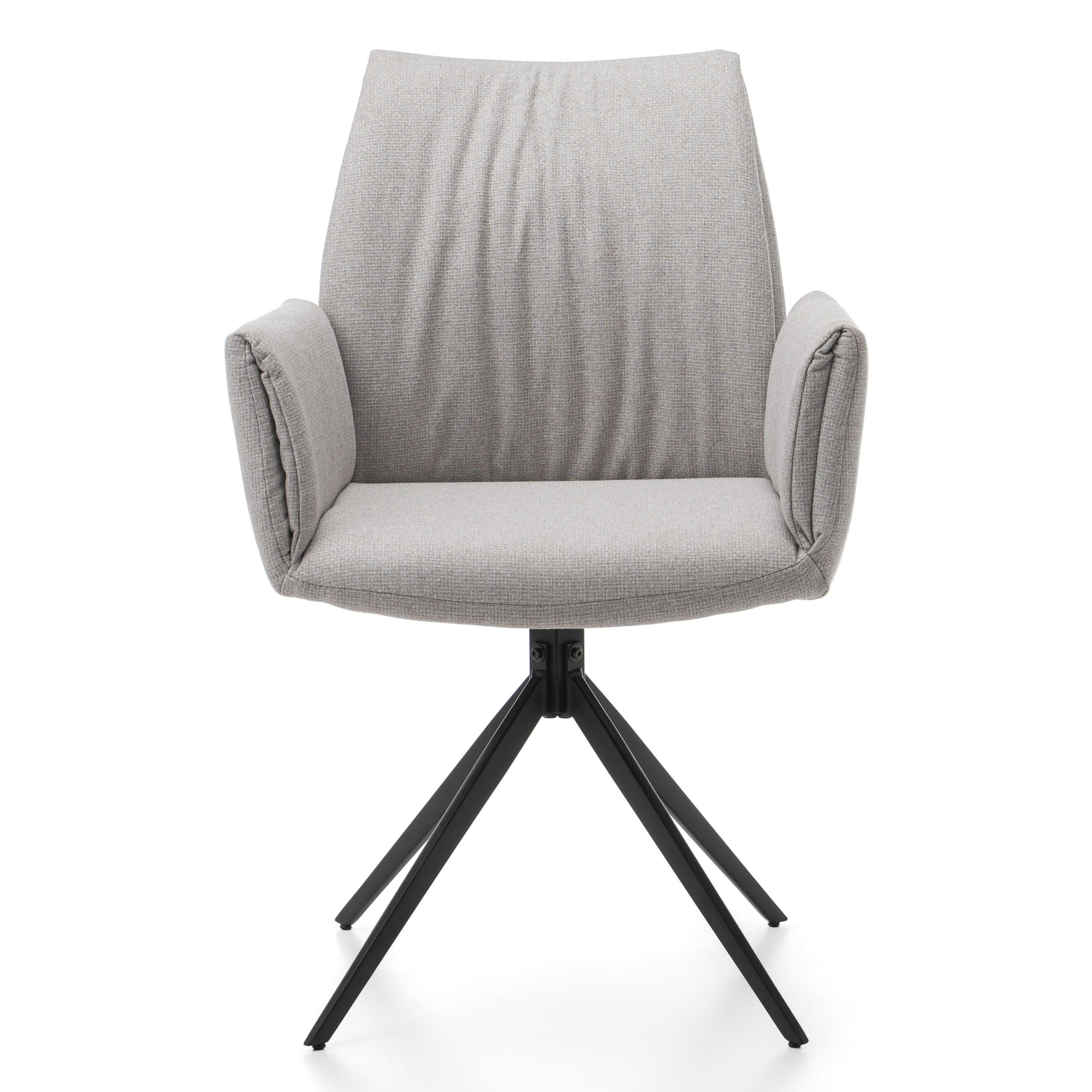 STUHL PRATO gepolstert mit Steppung - grau - Chenille - Schwarz/Grau, Textil/Metall (60/89/63cm) - NEW HOME