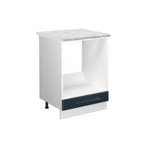 HERDUMBAUSCHRANK Fame-Line Dunkelblau Hochglanz 60 cm, AP Marmor - Weiß/Dunkelblau, Holzwerkstoff (60/82/60cm) - Vicco