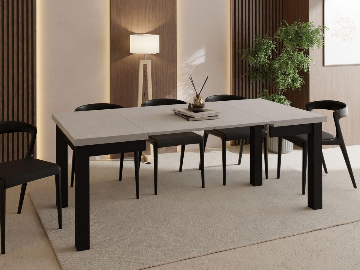 ESSTISCH Toren ausziehbar verlängerbar quadratisch, Kaschmir 100-200/100/76.5 cm - Kaschmir/Schwarz, Holz/Holzwerkstoff (100/100/77cm) - WFL GROUP