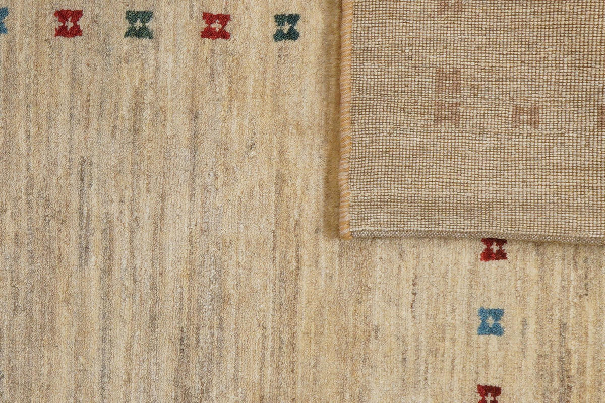 GABBEH-TEPPICH handgeknüpft Rizbaf Beige 181/125 cm Schurwolle - Beige, Textil (125/181cm) - Looma
