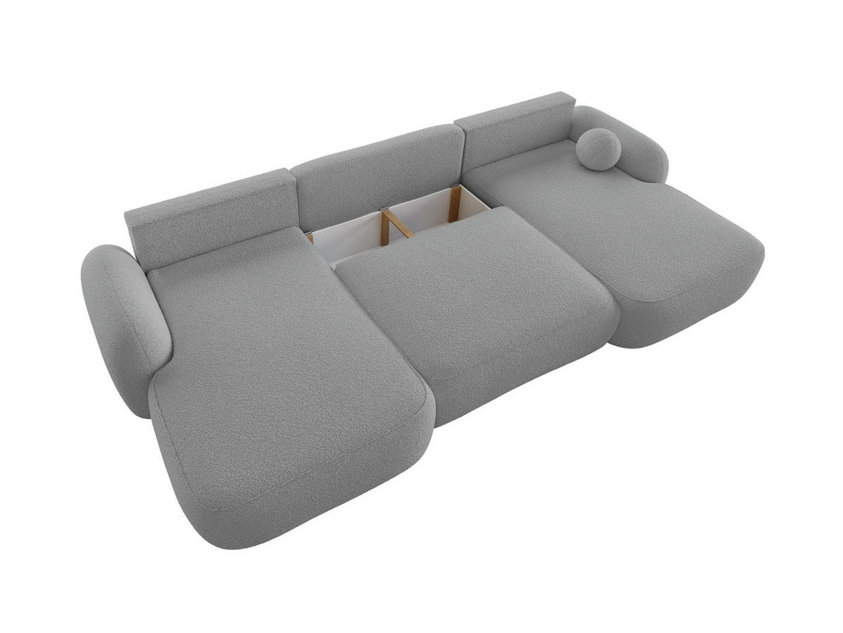 WOHNLANDSCHAFT MOLLY U TERRA FROTTE 05 mit Schlaffunktion - Grau, Textil (366/94/175cm) - Bedante