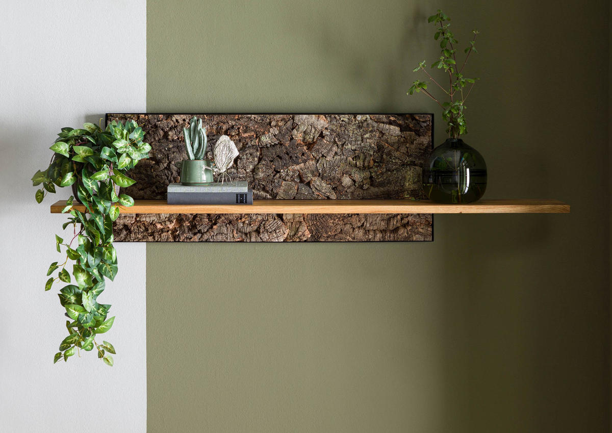WANDREGAL Wildeiche 132x27x35 natur geölt STARNBERG #21 - Braun, Holz (132/35/27cm) - Massivmoebel24