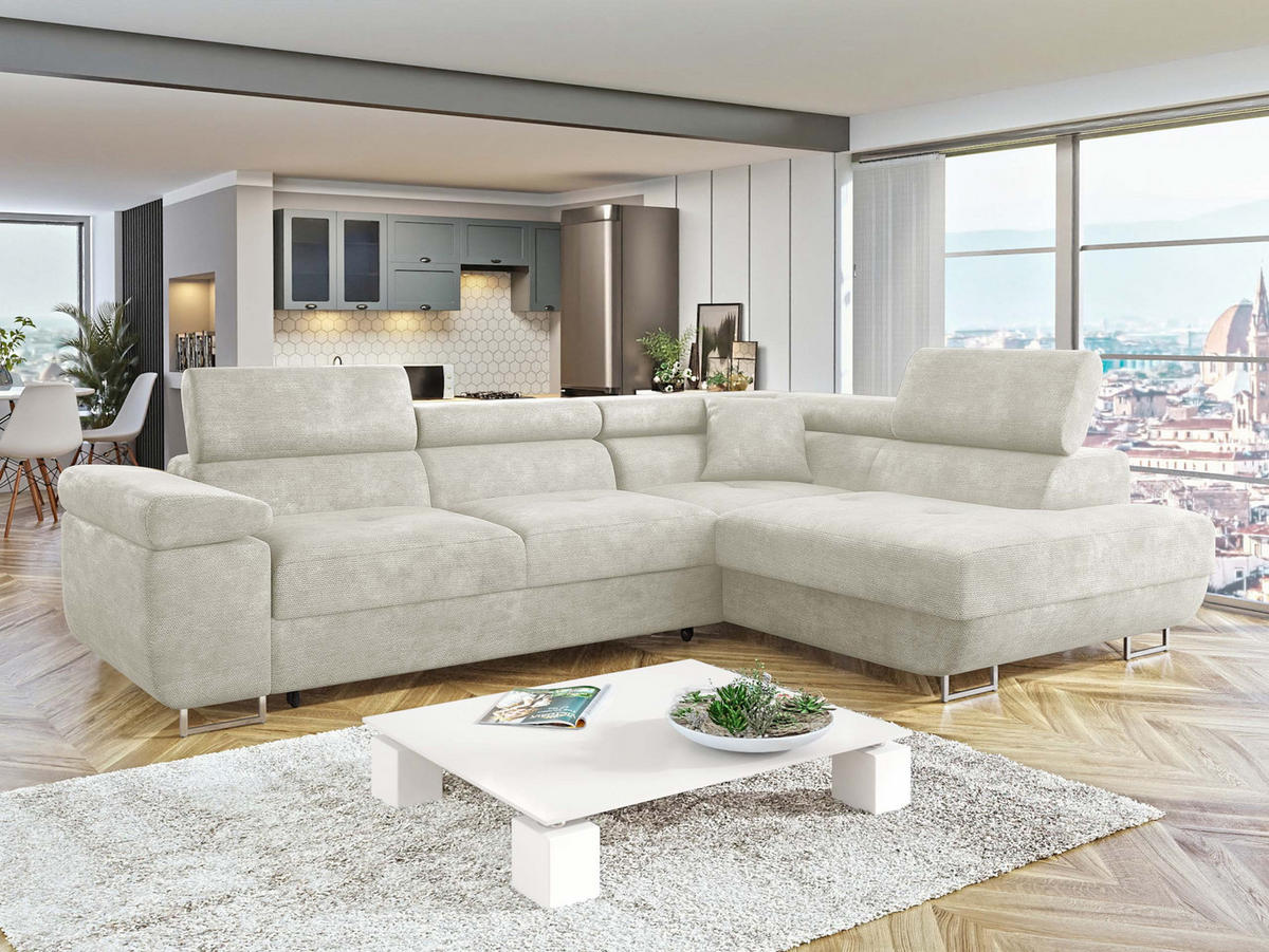 ECKSOFA Torezio, Seite: Rechts - Creme, Holz/Textil (274/203cm) - MIRJAN24