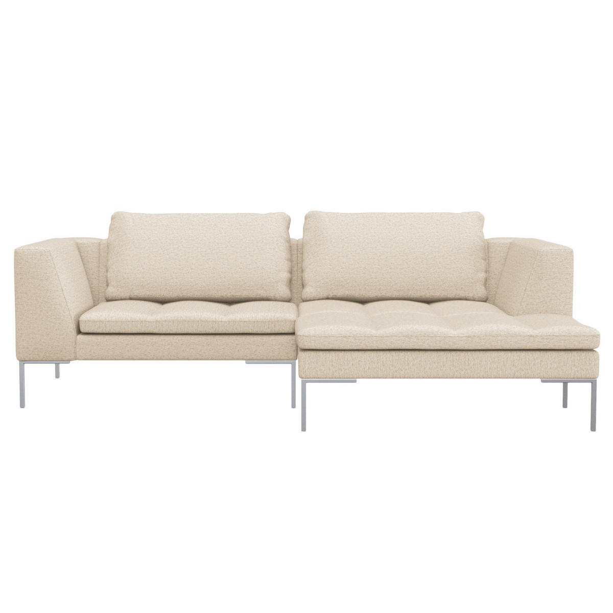 ECKSOFA mit breitem Ottomane - Webstoff - Chromfarben/Beige, Textil/Metall (244/170cm) - home24
