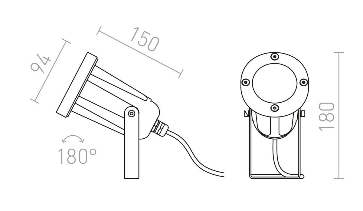 AUSSENLEUCHTE HEAVY DUTY Anthrazitgrau 12 W IP65 - Grau, Metall (18/95/30cm) - Rendl