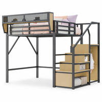 HOCHBETT 140/200 cm in Schwarz mit Leiter und Regal - Schwarz, Holzwerkstoff/Metall (140/200cm) - CHICFURN