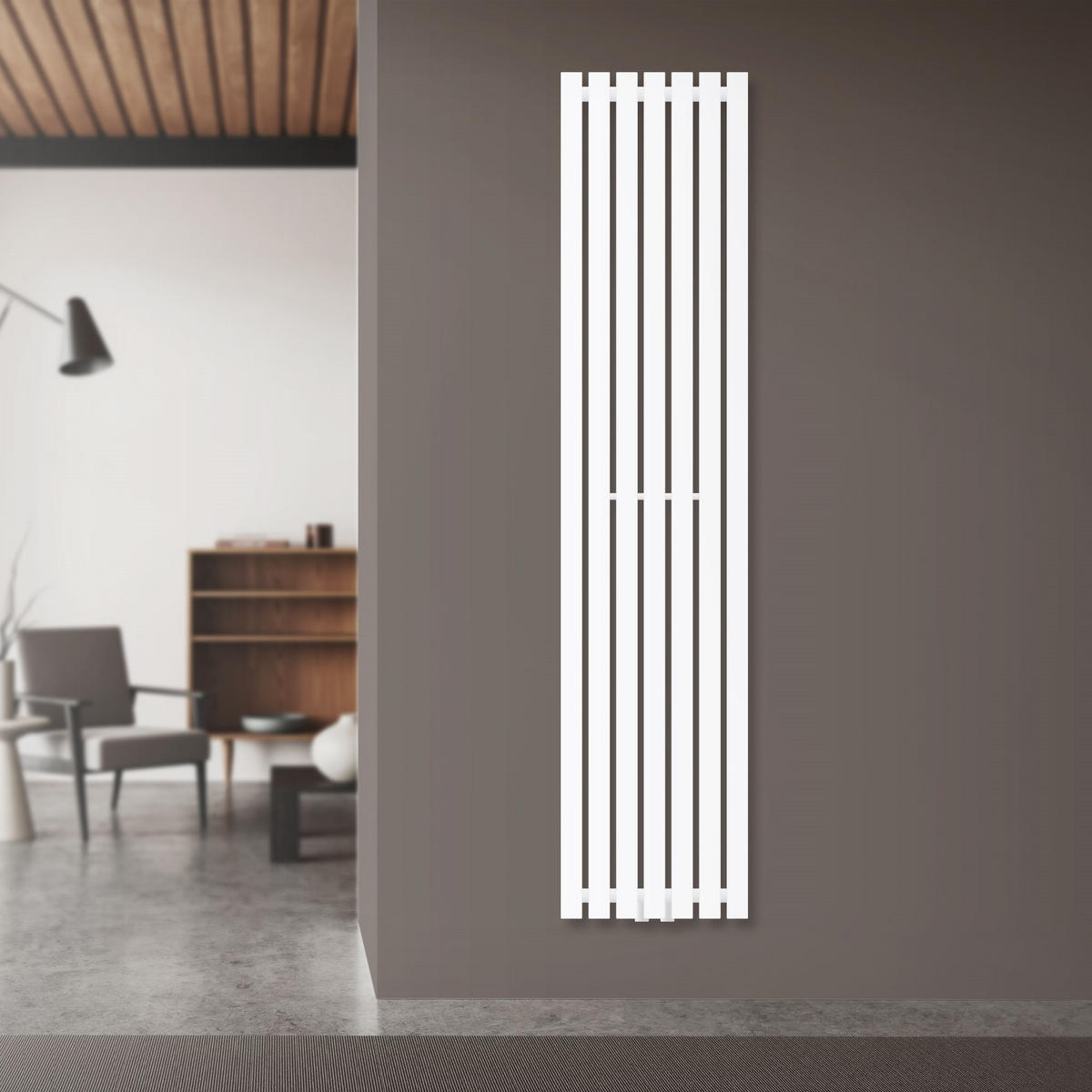 BADHEIZKÖRPER Stella 370x1600 mm Weiß mit Mittelanschluss - Weiß, Metall (37/160/5cm) - LuxeBath
