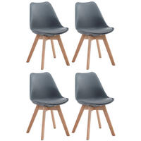 STUHL 4er Set Lederlook grau - Eukalyptusholzfarben/Grau, Holz/Textil (48/84/55cm) - CLP