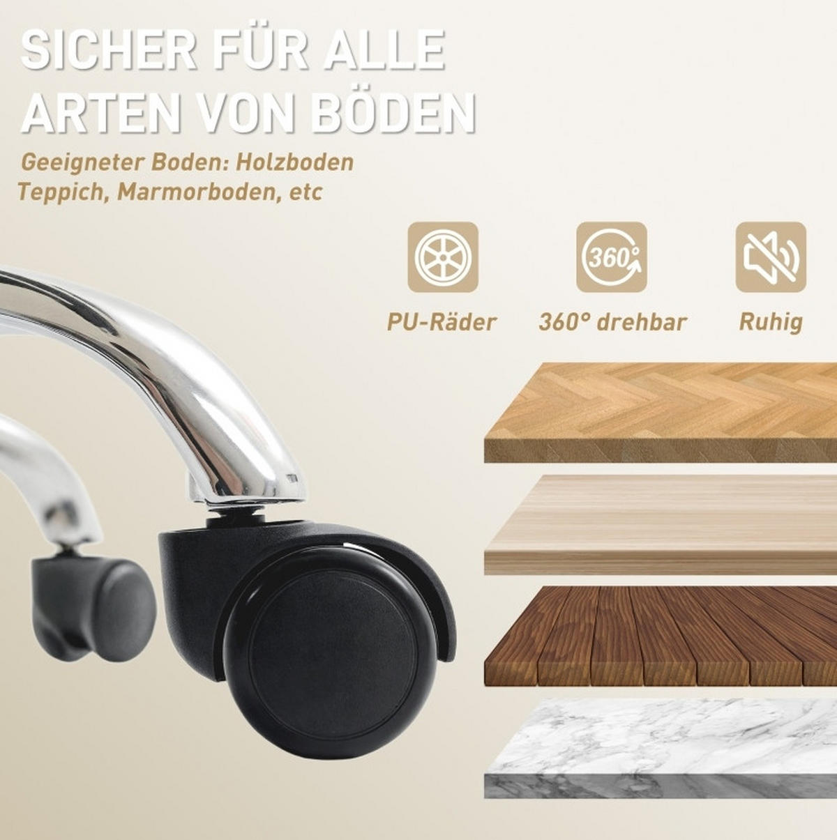 DREHSTUHL 66/72/113-121 cm beige aus Kunstleder mit Fußstütze - Beige, Kunststoff (72/121/66cm) - OKWISH