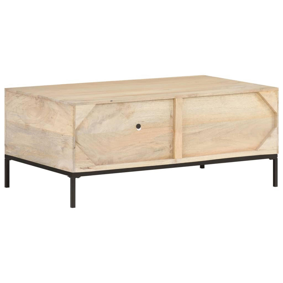 COUCHTISCH 90x50x37 cm Mango Massivholz und Rohrgeflecht - Braun, Holzwerkstoff (90/50/37cm) - furnicato