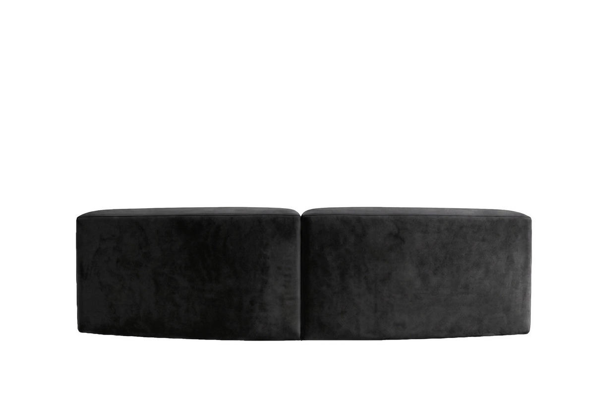 SOFA Round, Velvet-Stoff Bluvel, Schwarz, GRETA - Schwarz, Holz (294/70/89cm) - Kaiser Möbel