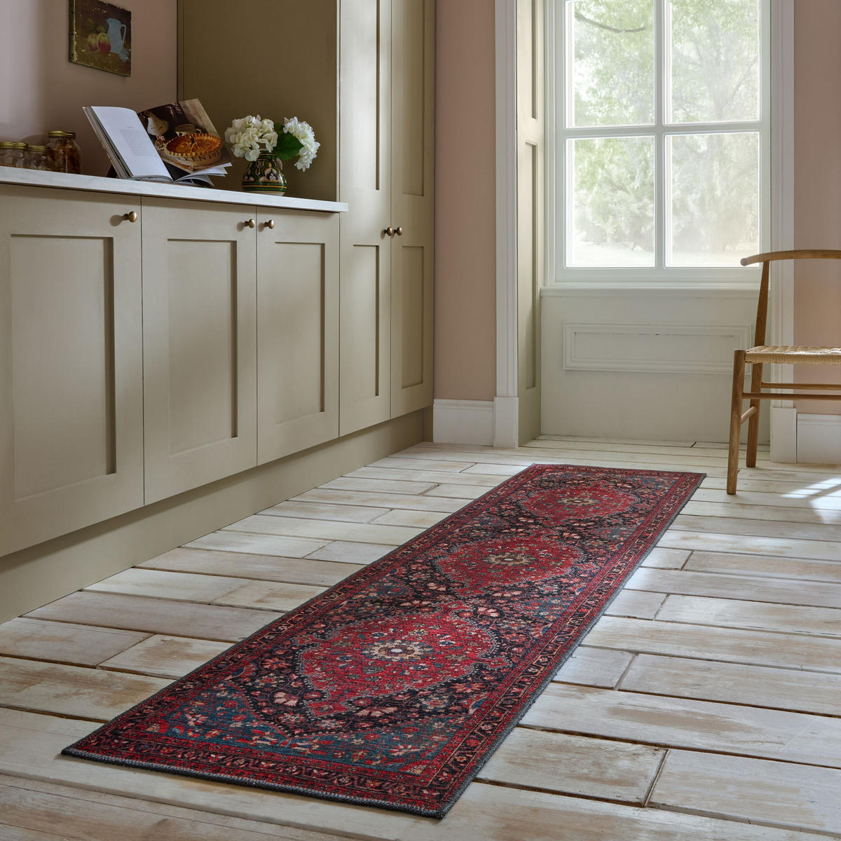 TEPPICH waschbar Medallion Muster, Orientalisch, Wohnzimmer schmutzabweisend Rot Läufer 60x230 - Rot, Textil (60/230cm) - KADIMA DESIGN