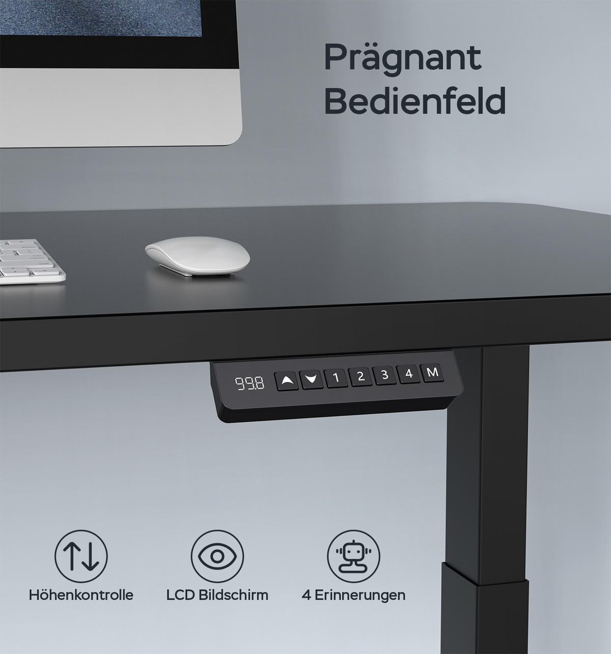 TISCHGESTELL elektrisch höhenverstellbar 72-120 cm Schwarz aus Stahl mit 2 Motoren - Schwarz, Metall (180/60/120cm) - OKWISH